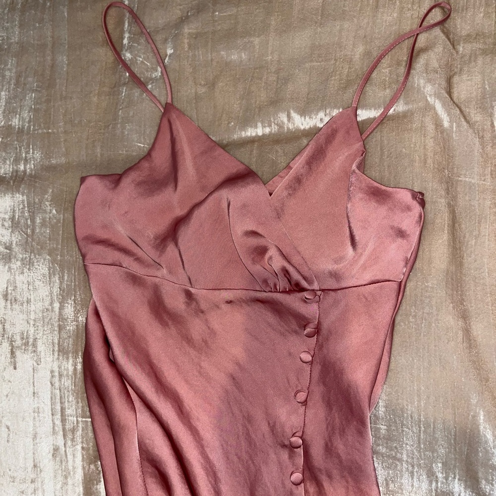 Rose Pink Satin Maxi Dress